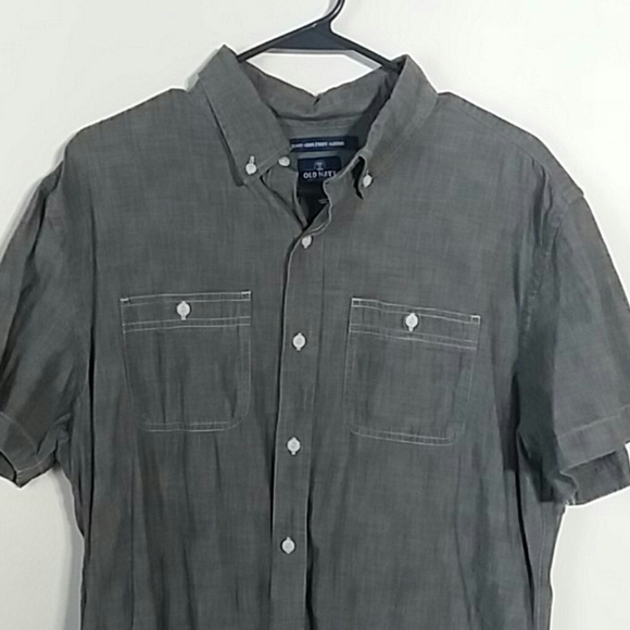 L Old Navy Slim Fit Button Down Shirt Gray - Picture 2 of 4